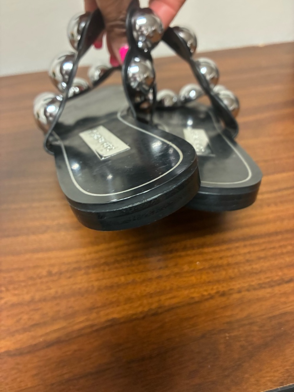 NWOT Zara Basic Sandals with Metallic Spheres - Picture 3 of 3